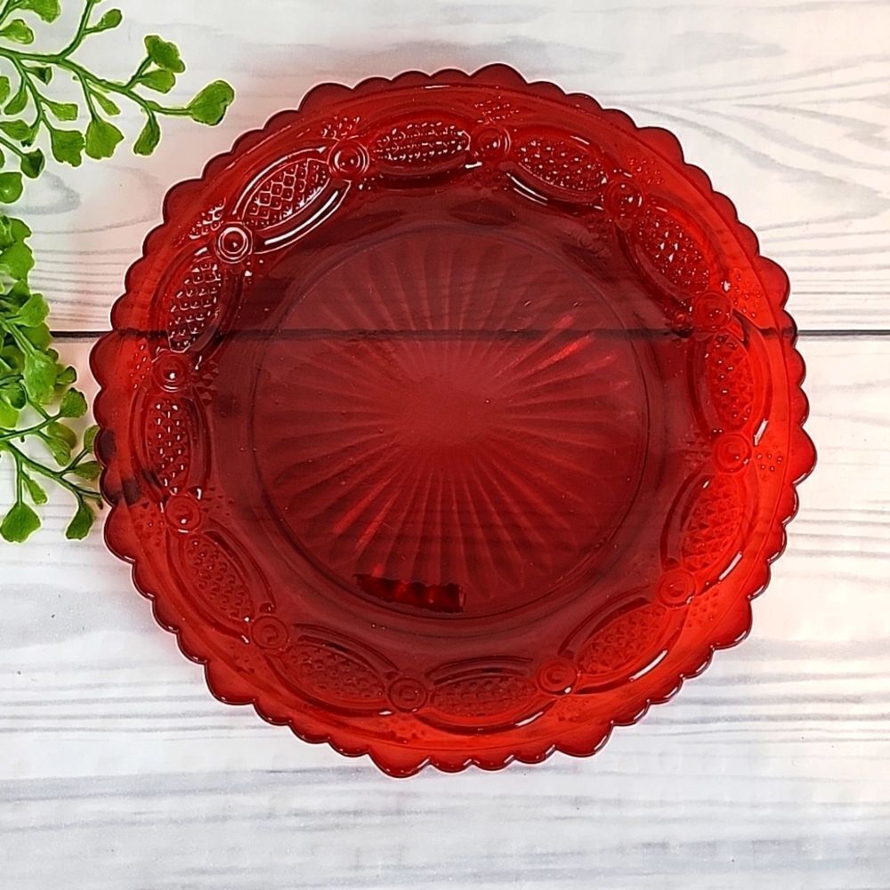 Avon Vintage Cape Cod Collection Ruby Red Glass Plate 7" round